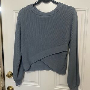 Lululemon Cropped Rib Knit Pullover Sweater - Dusty Blue